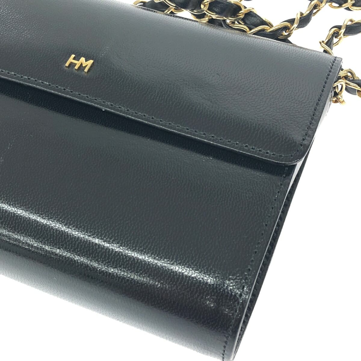 HANAE MORI Shoulder Bag HM Logo / Leather Black Ladies 9