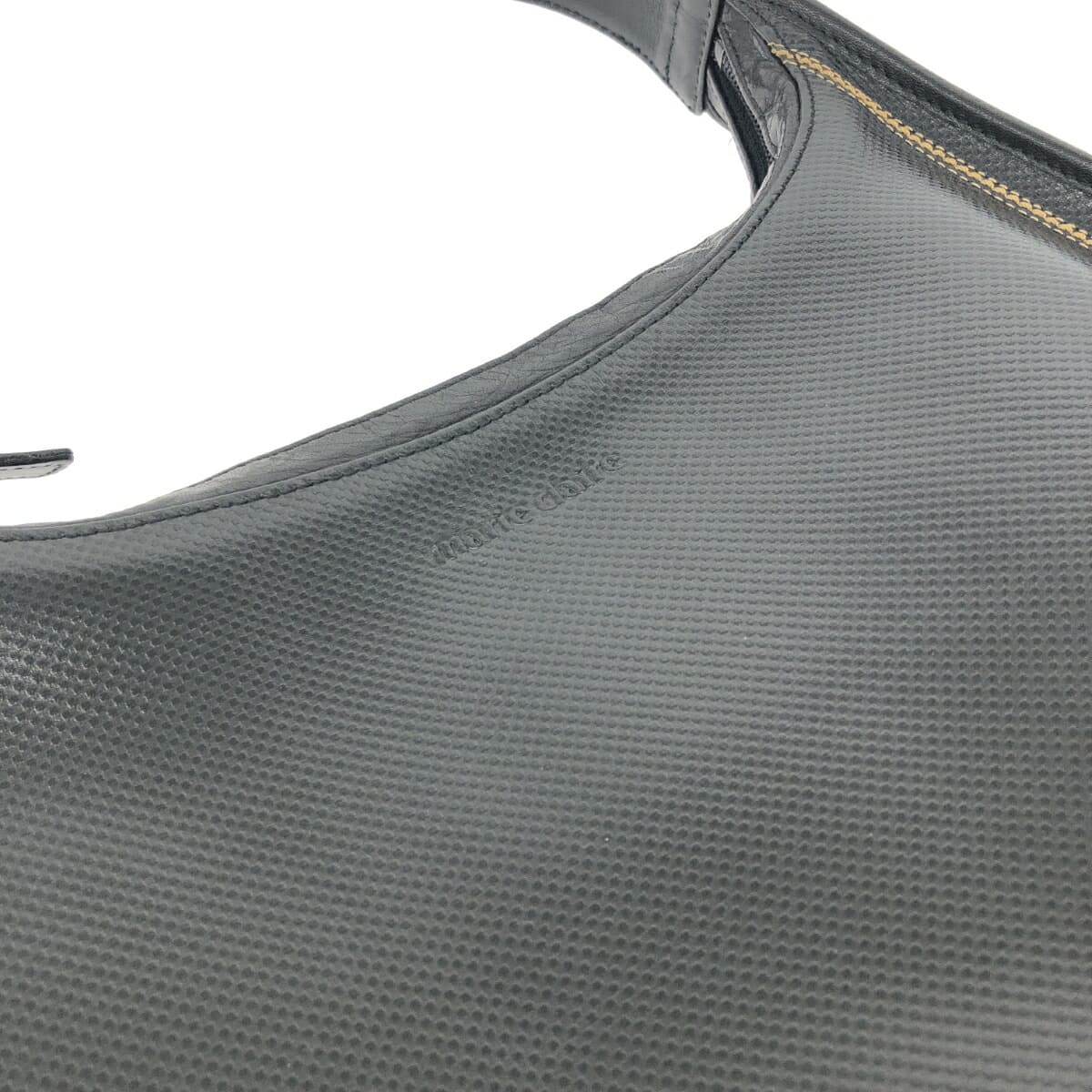 Marie Claire one-shoulder bag, good condition, logo/embossed leather, black, ladies 5