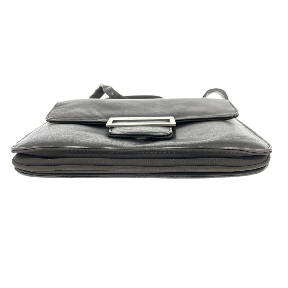 GUESS Guess Mini Shoulder Bag Logo Square Plate Leather Dark Brown Vintage Women's 4