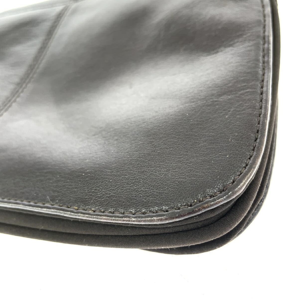 GUESS Guess Mini Shoulder Bag Logo Square Plate Leather Dark Brown Vintage Women's 8