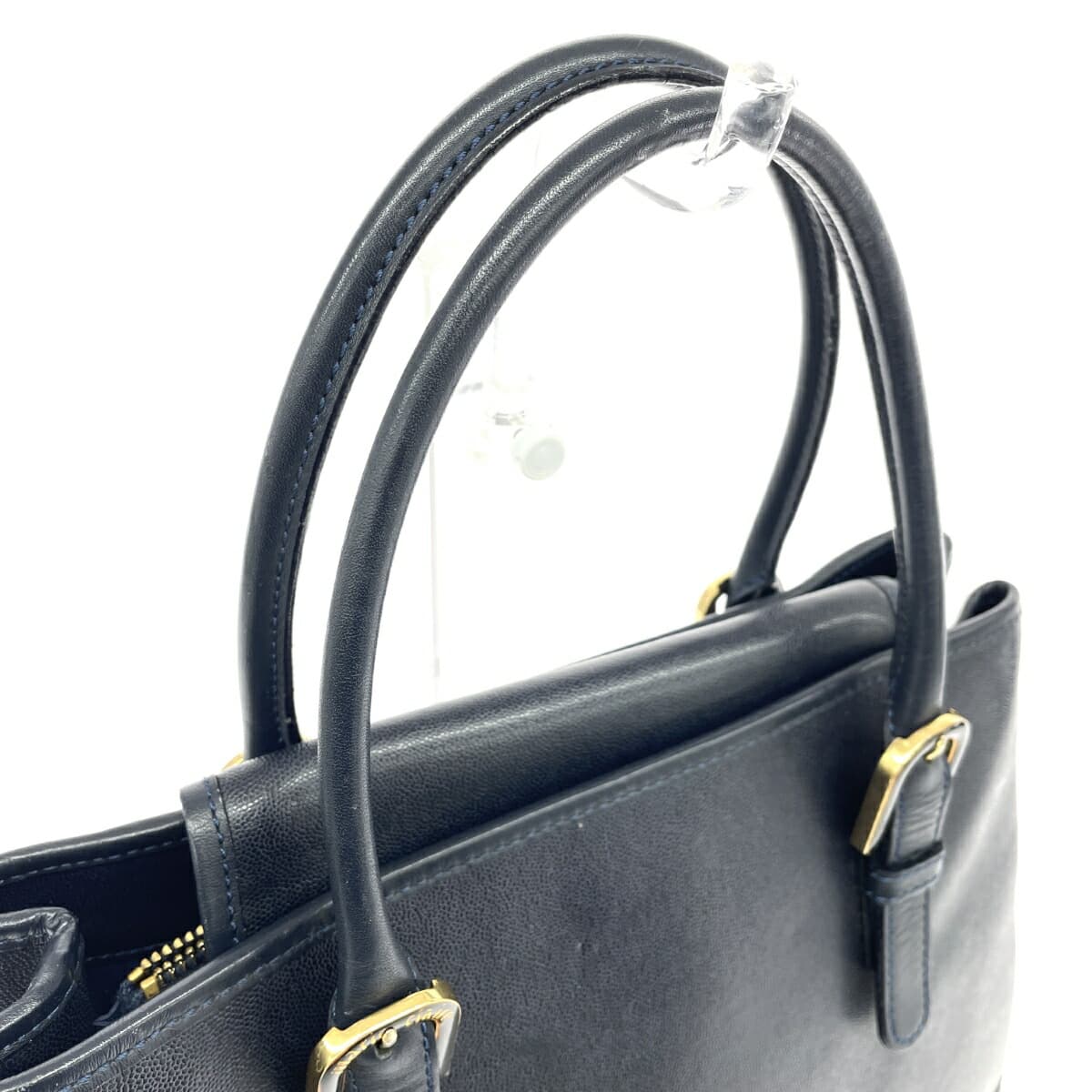 Marie Claire tote bag, leather, navy, women's 4