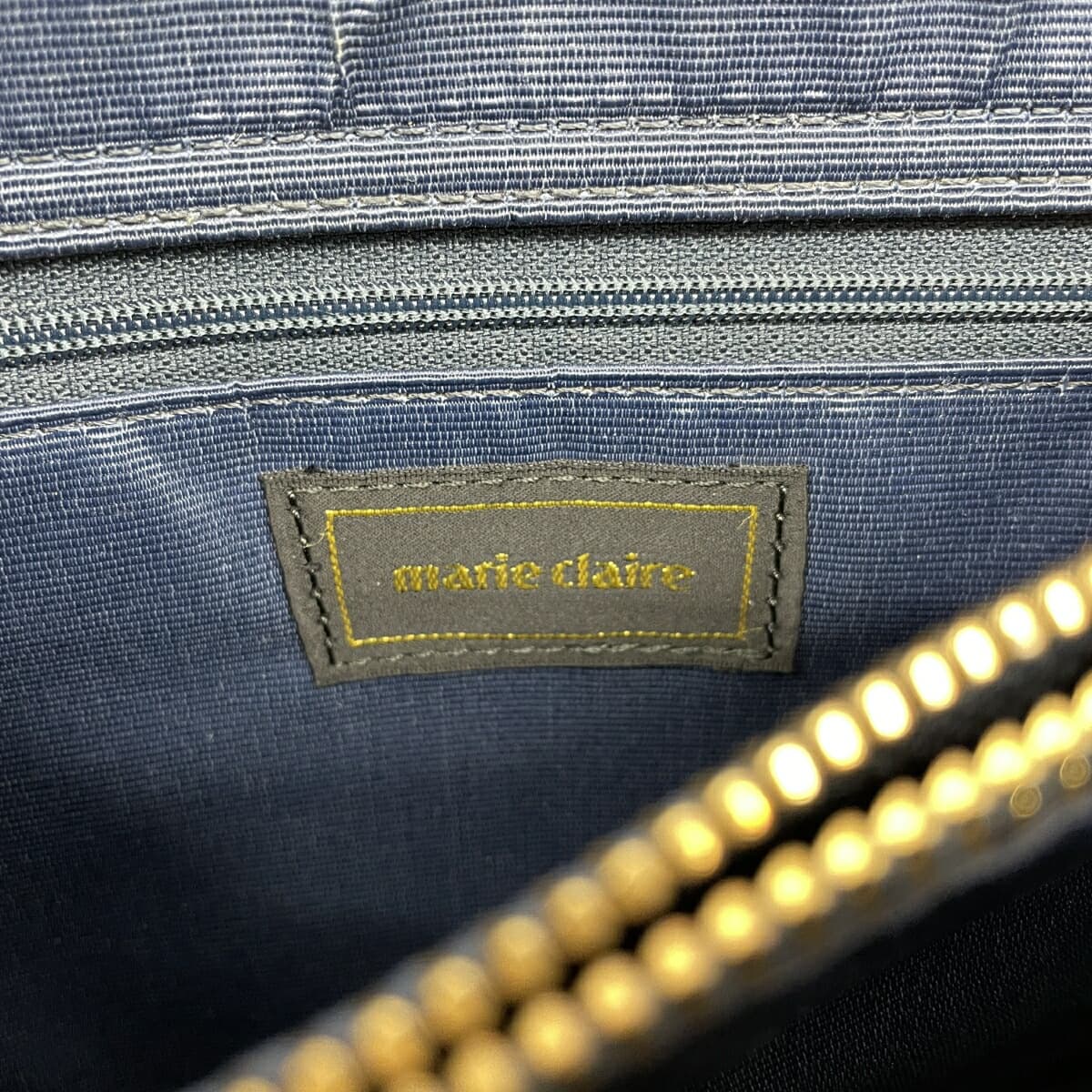 Marie Claire tote bag, leather, navy, women's 6