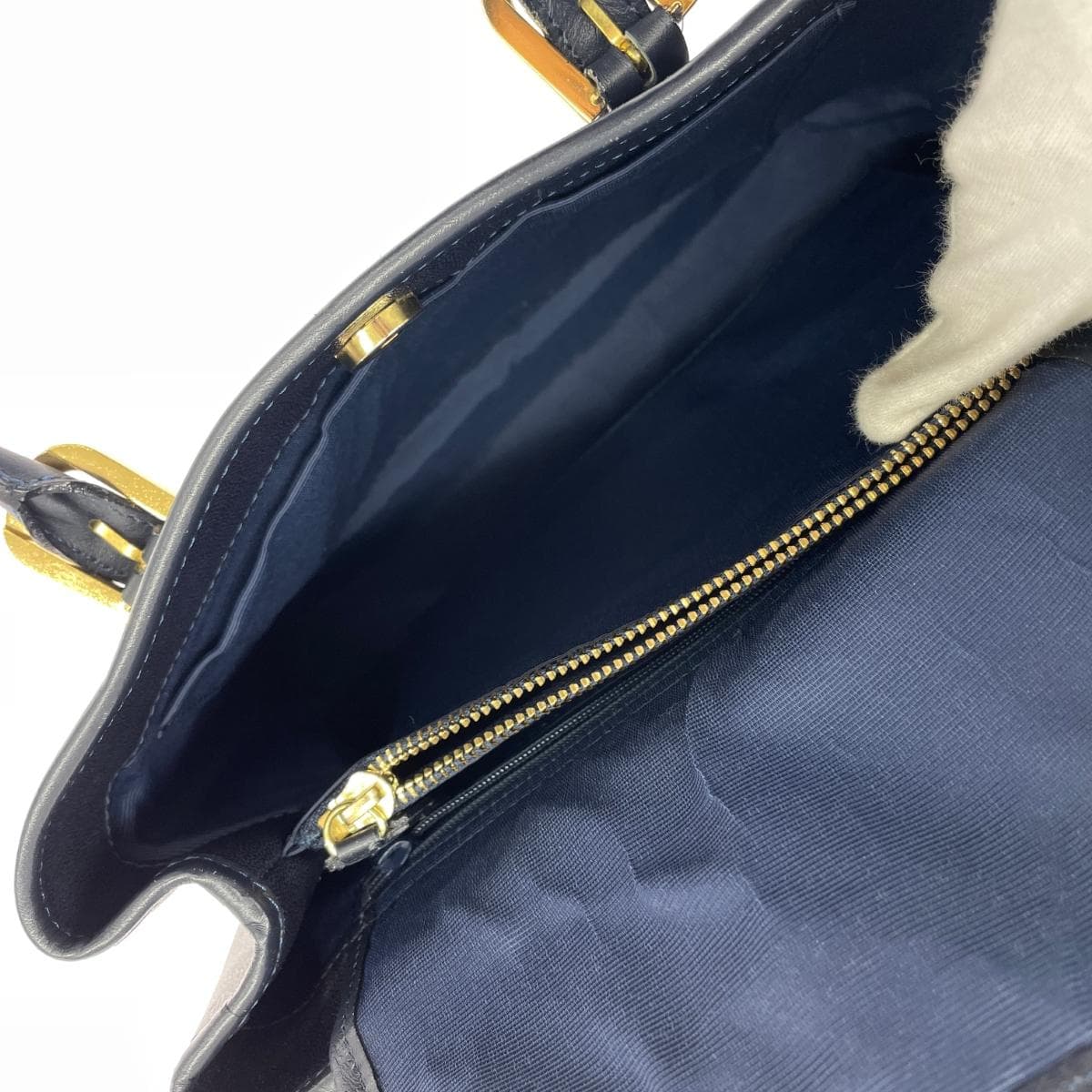 Marie Claire tote bag, leather, navy, women's 7
