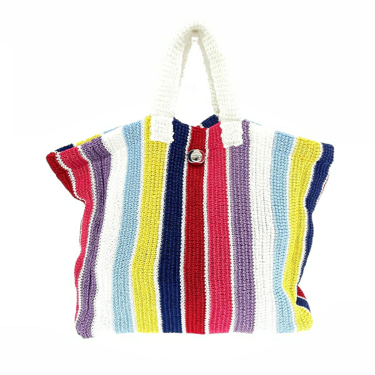 NKNIT Knit Tote Bag Good Condition Multi Stripe Multi Color Women's