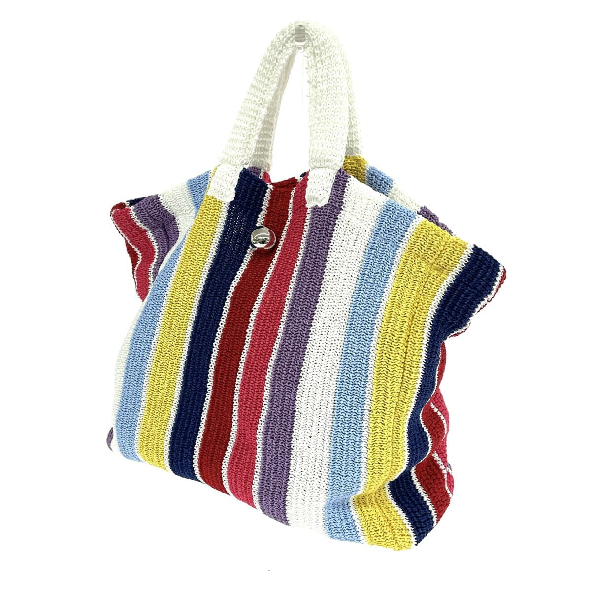 NKNIT Knit Tote Bag Good Condition Multi Stripe Multi Color Women's 3