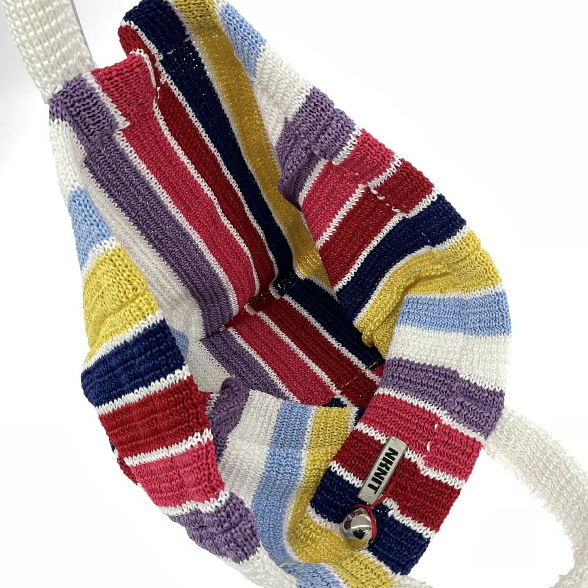 NKNIT Knit Tote Bag Good Condition Multi Stripe Multi Color Women's 6