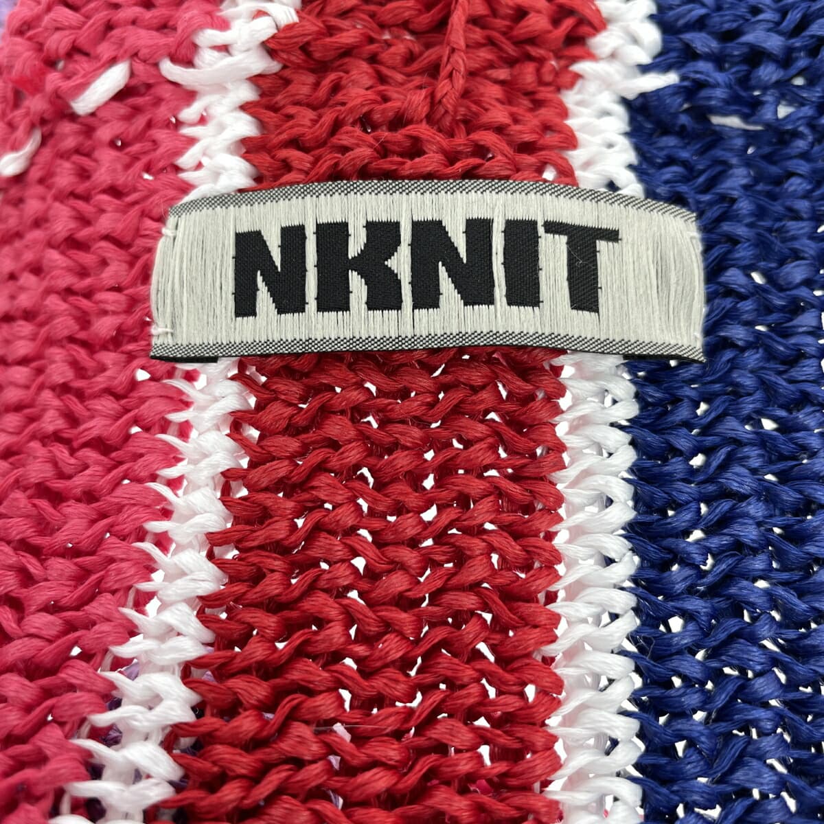 NKNIT Knit Tote Bag Good Condition Multi Stripe Multi Color Women's 7