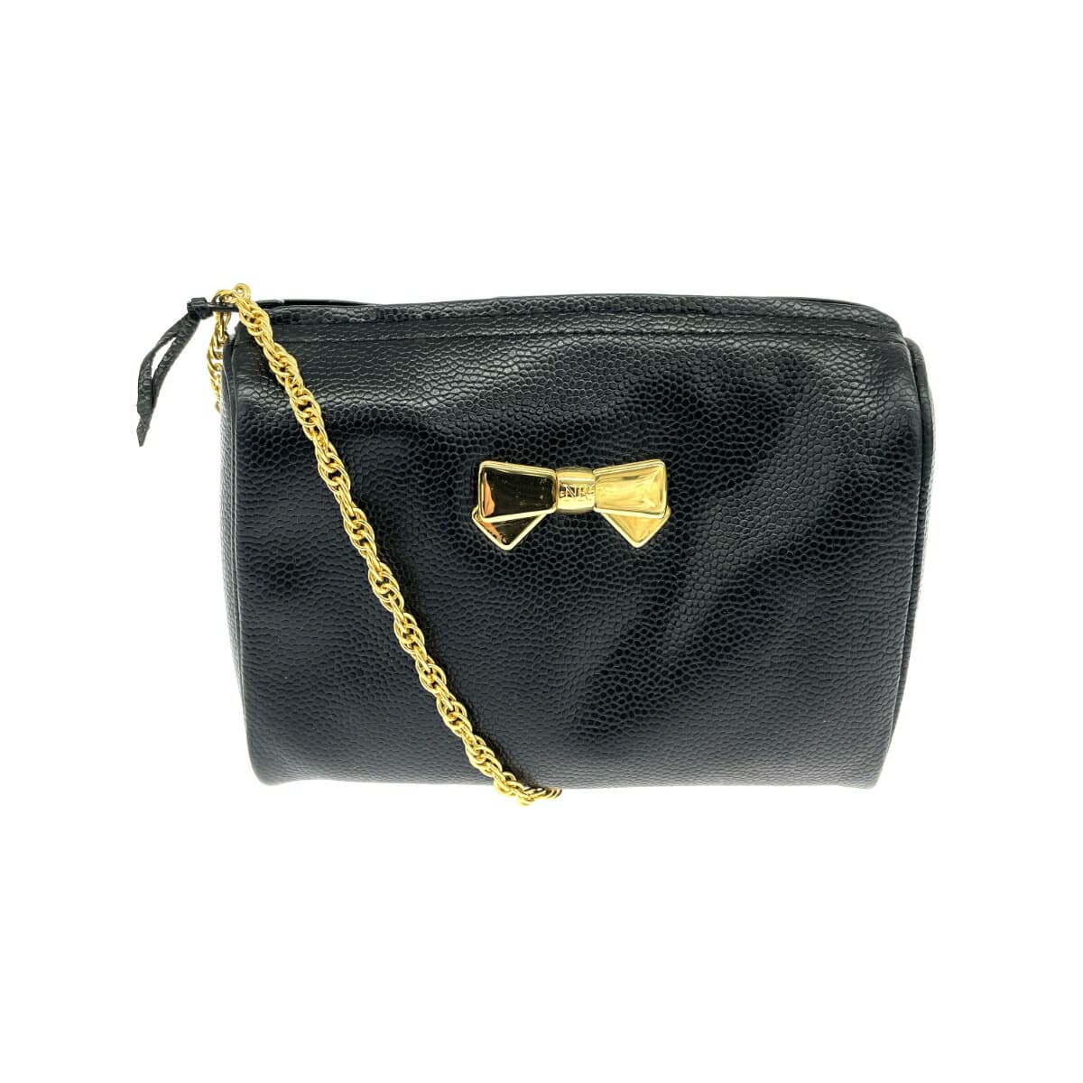 NINA RICCI Nina Ricci Chain Mini Shoulder Bag NR Logo Ribbon PVC Black Women's