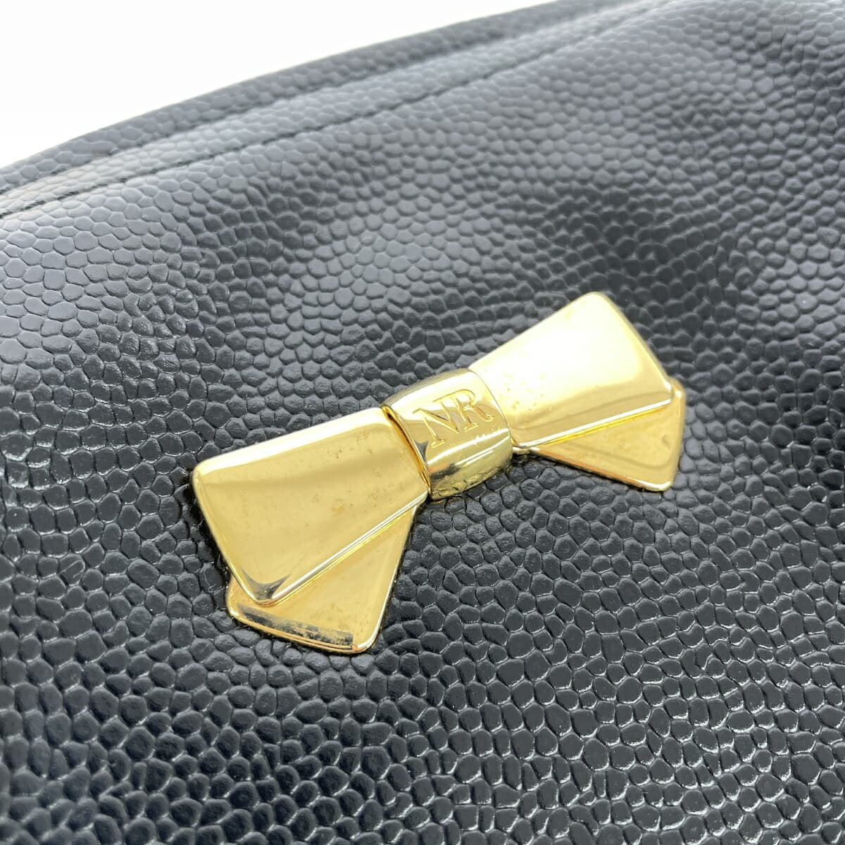 NINA RICCI Nina Ricci Chain Mini Shoulder Bag NR Logo Ribbon PVC Black Women's 5