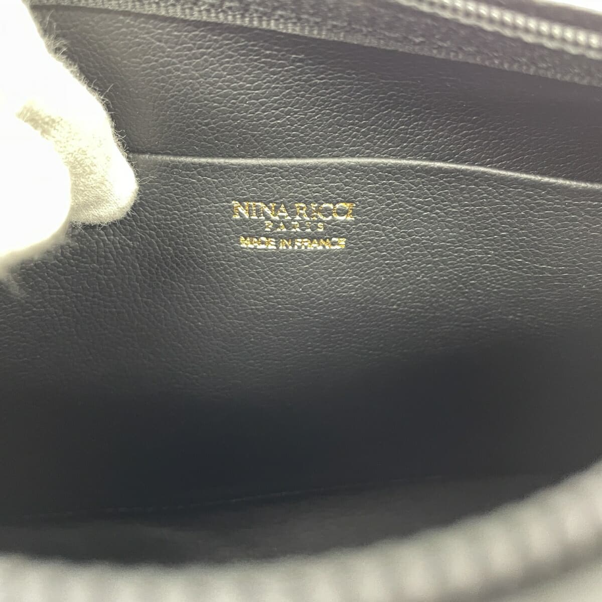 NINA RICCI Nina Ricci Chain Mini Shoulder Bag NR Logo Ribbon PVC Black Women's 7