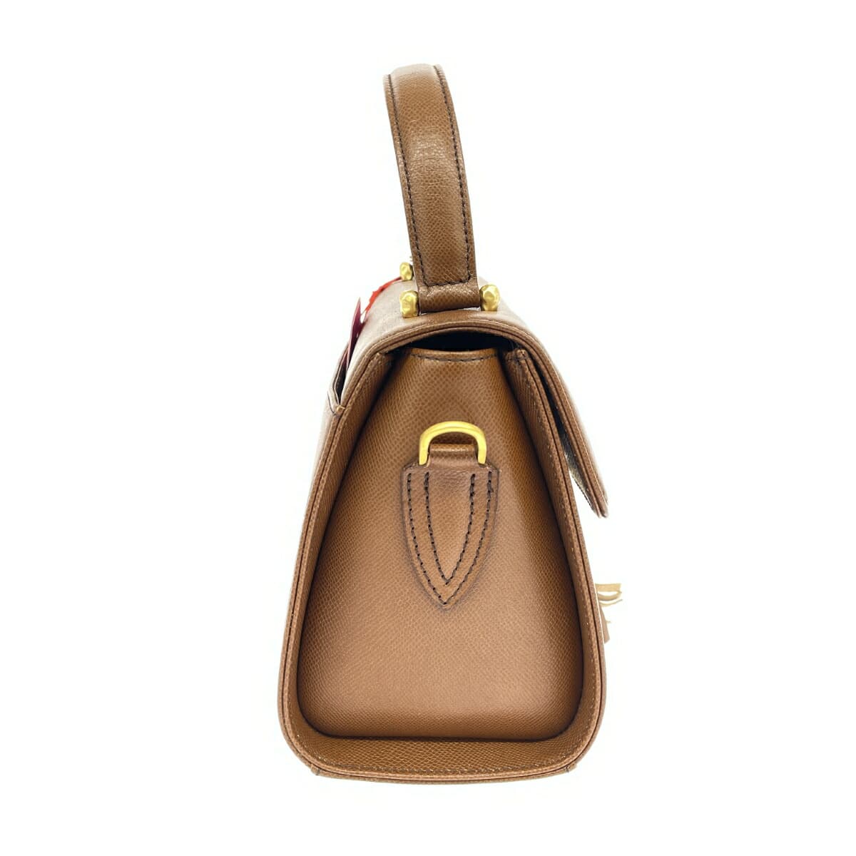 Emanuel Ungaro 2WAY Handbag Bamboo Tassel Logo Embossed Leather Brown Ladies 2