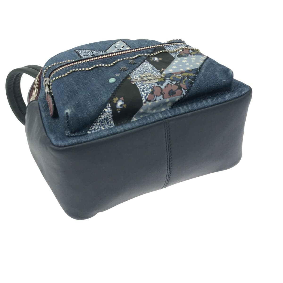 COACH Backpack Patchwork/Rhinestones/Denim x Leather Navy for Women 4