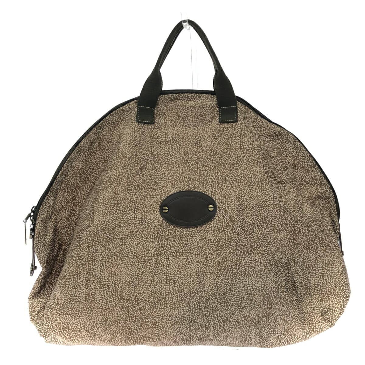 Borbonese Boston bag in good condition, quail pattern/nylon, brown, unisex