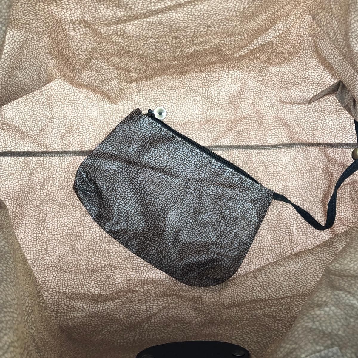 Borbonese Boston bag in good condition, quail pattern/nylon, brown, unisex 4