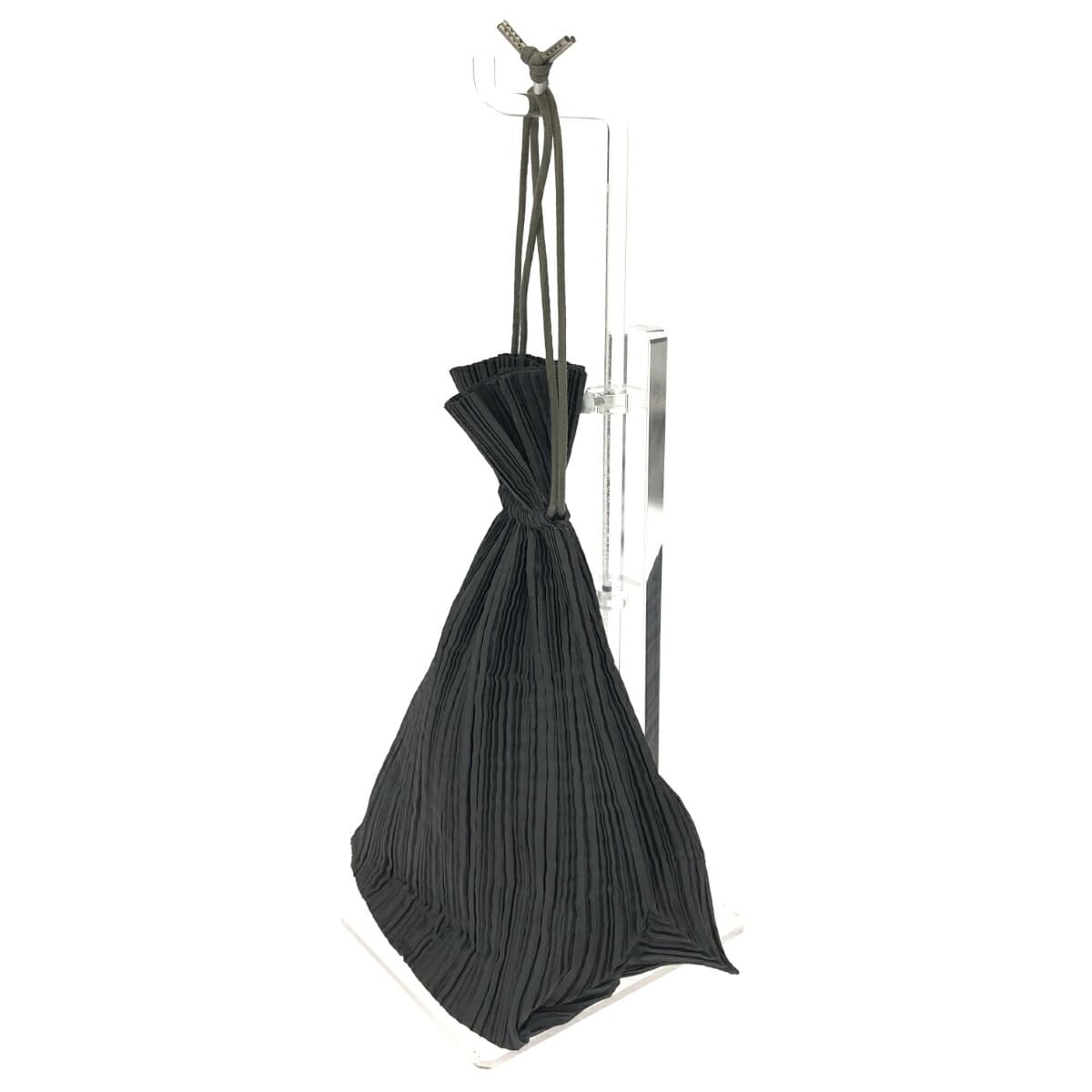 ISSEY MIYAKE Drawstring Bag Good Condition Pleats Gray Women's 3