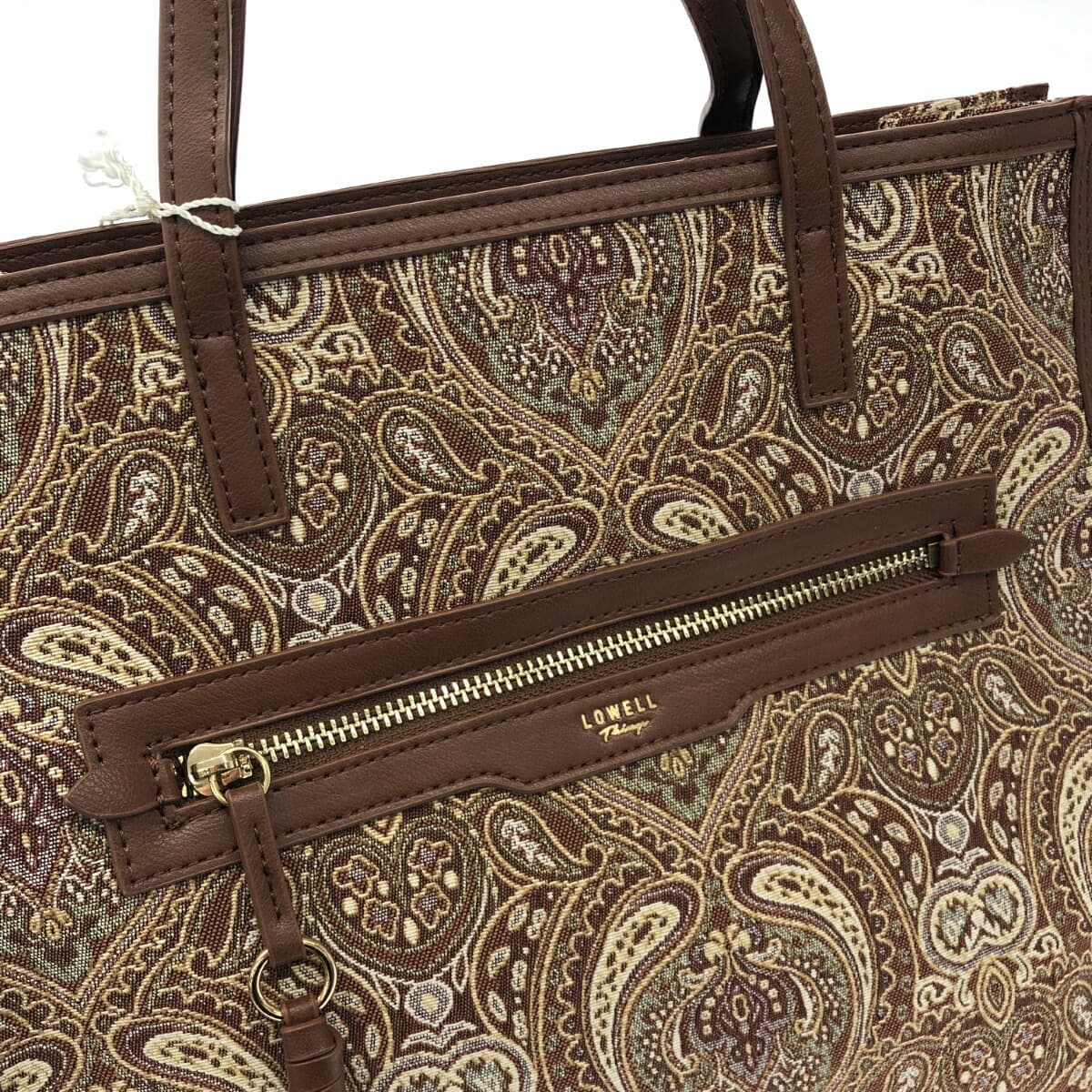 LOWELL 2WAY Tote Bag Like New Paisley/Jacquard Brown Ladies 5