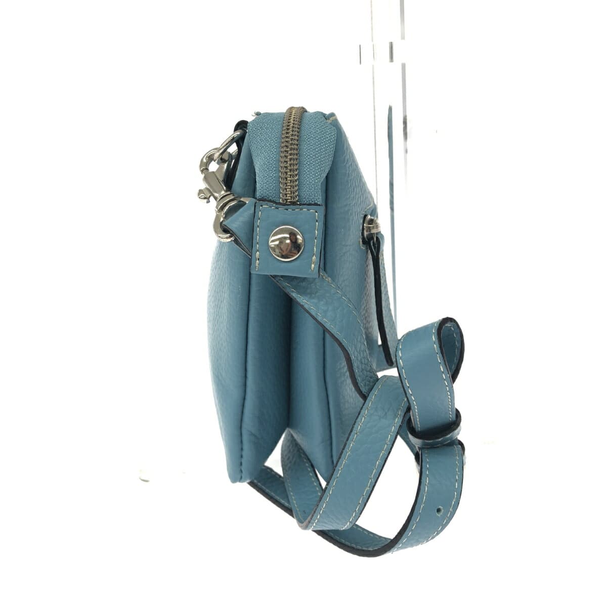 Ginza Yoshinoya Mini Shoulder Bag/Pochette Leather/Sax 60515 Blue Women's 2