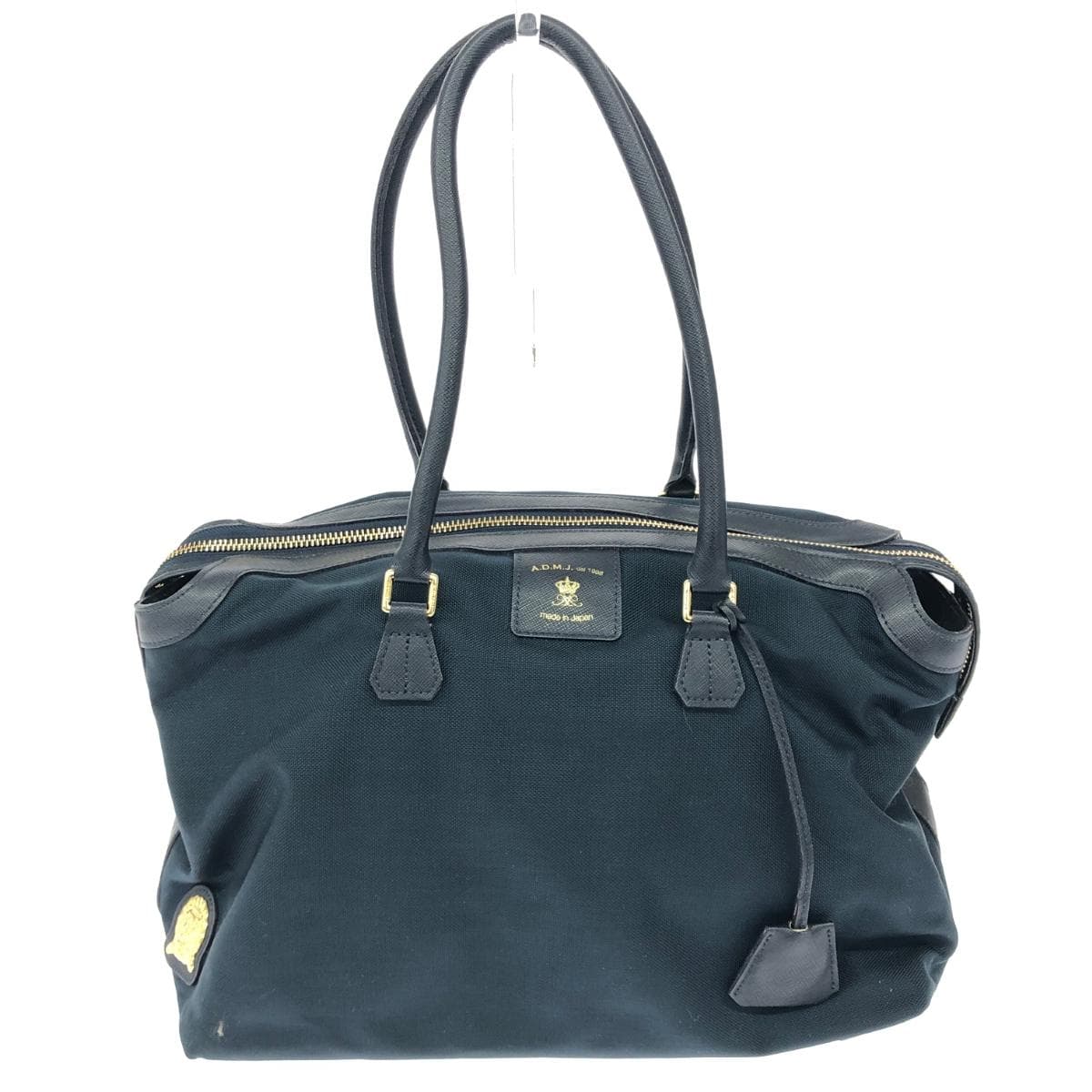 A.D.M.J (Accessoires De Mademoiselle) tote bag in good condition, nylon × leather, navy, for women