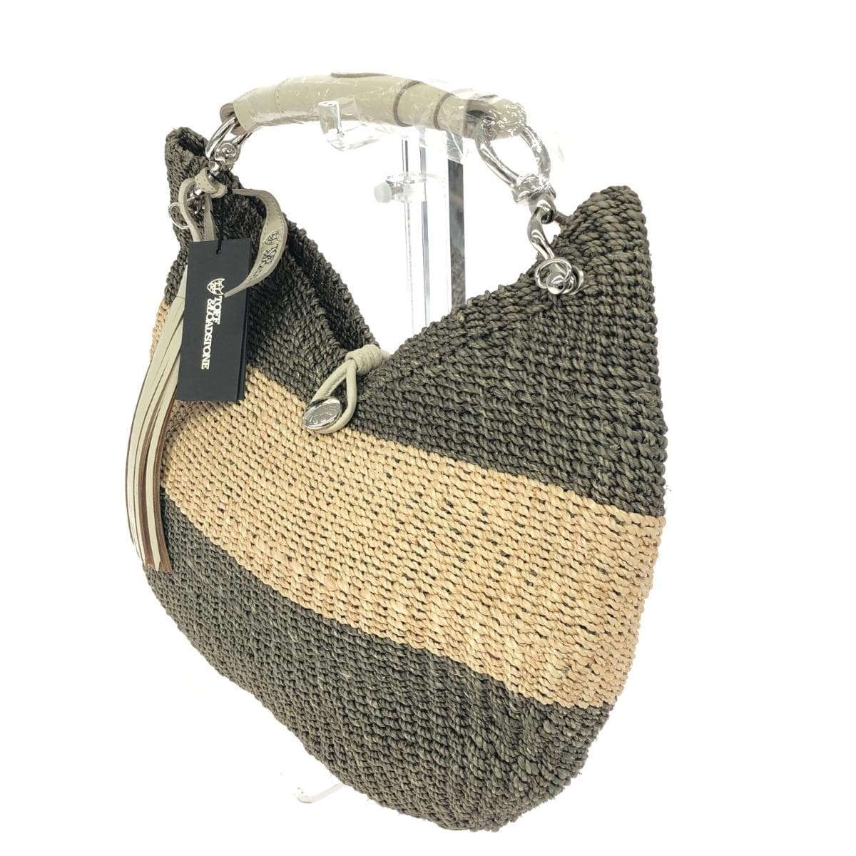 TOFF&LOADSTONE Basket Handbag Unused Item Abaca Hemp × Goat Leather Khaki/Beige Women's 3