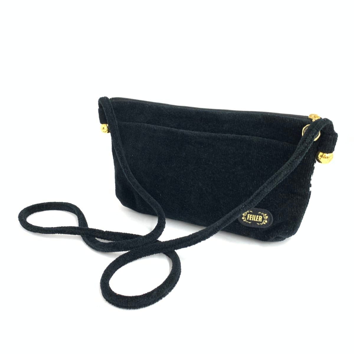 FEILER Mini Shoulder Bag in Excellent Condition, Flower Chenille Weave, Black, Ladies 3