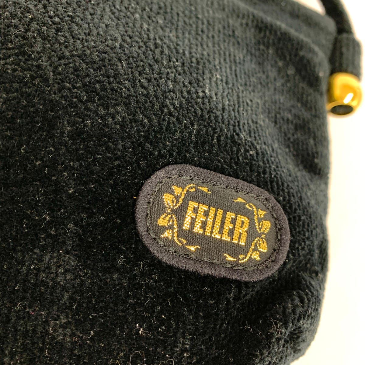 FEILER Mini Shoulder Bag in Excellent Condition, Flower Chenille Weave, Black, Ladies 5