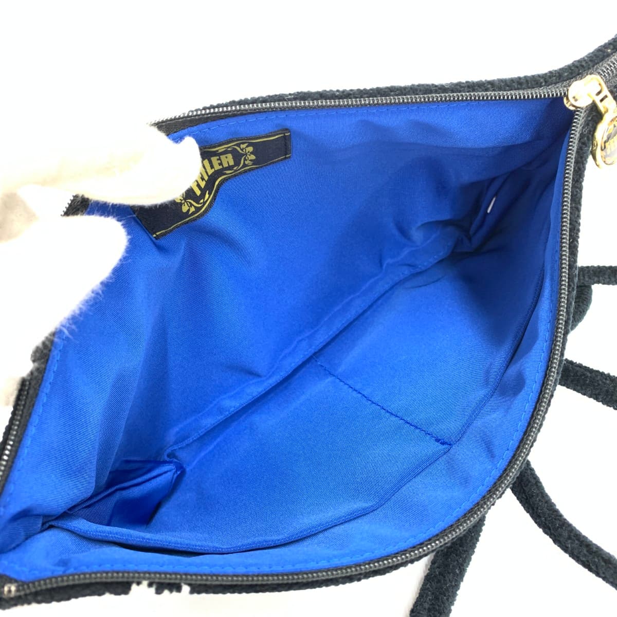 FEILER Mini Shoulder Bag in Excellent Condition, Flower Chenille Weave, Black, Ladies 6