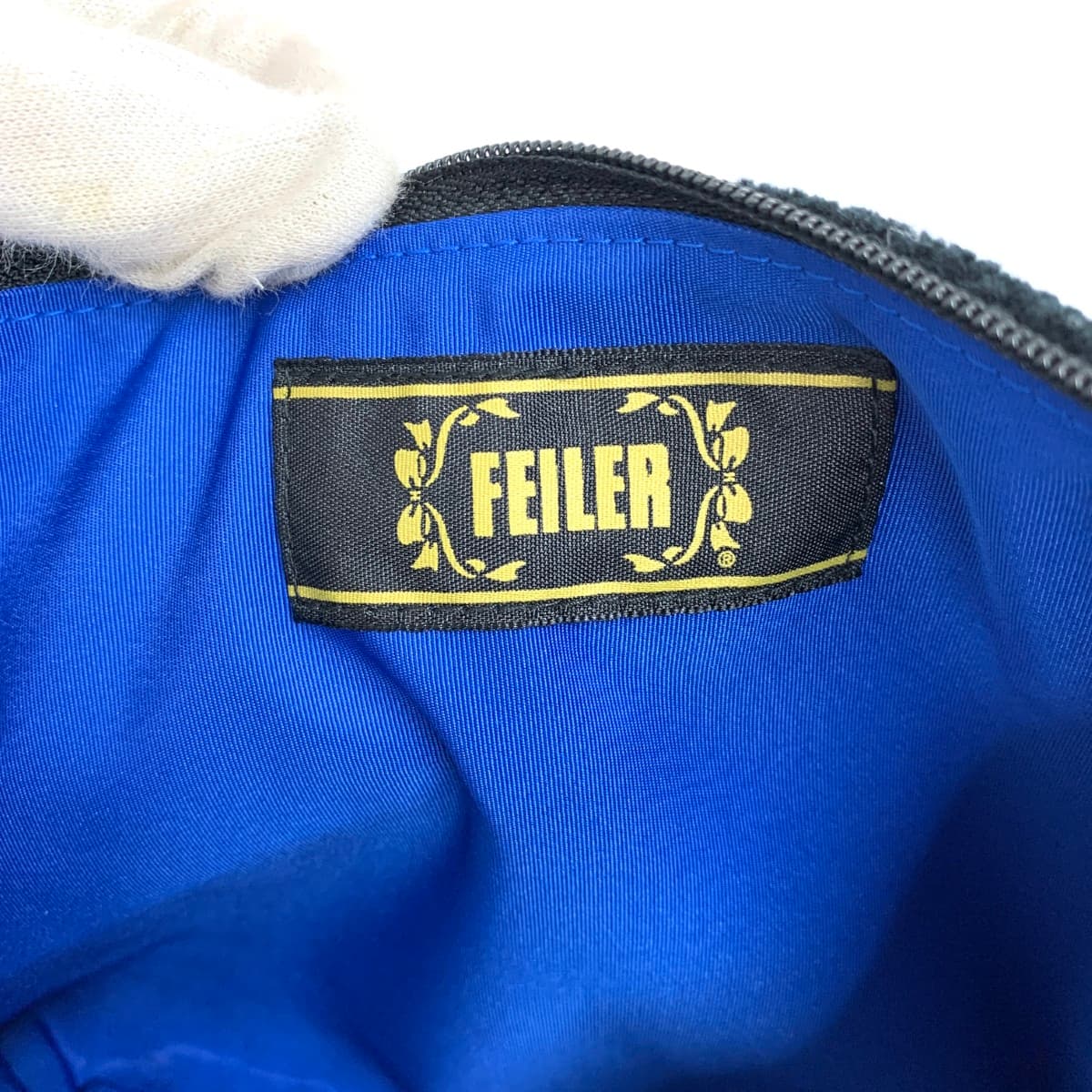 FEILER Mini Shoulder Bag in Excellent Condition, Flower Chenille Weave, Black, Ladies 7