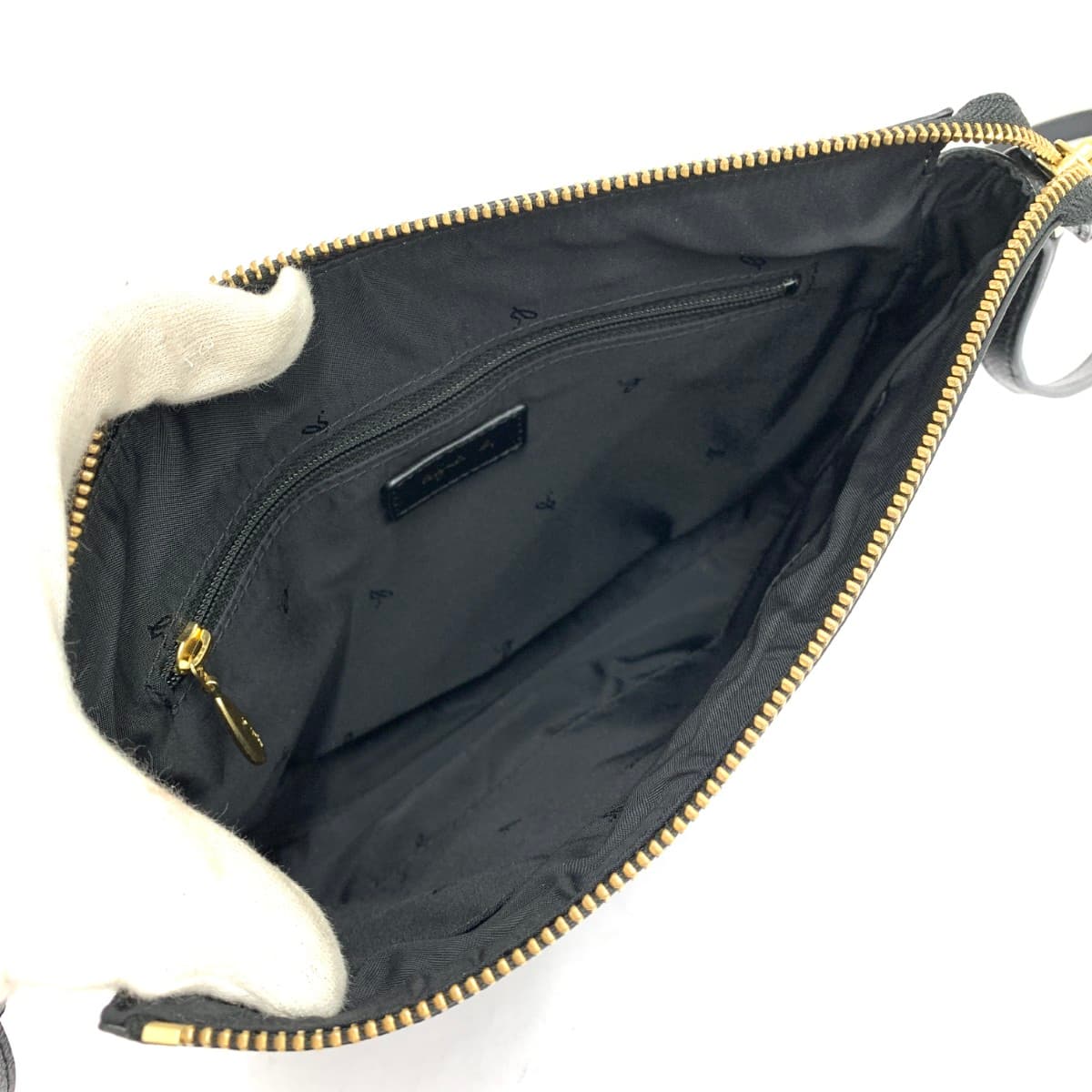 agnes b. Agnes B Mini Shoulder Bag Logo Leather Black Women's 6