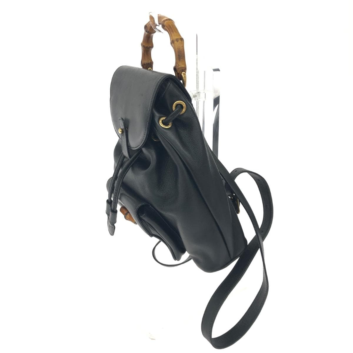 GUCCI Old Gucci / Mini Backpack in good condition, Bamboo / Turn Lock / Leather / Black 003 1705 0030 3