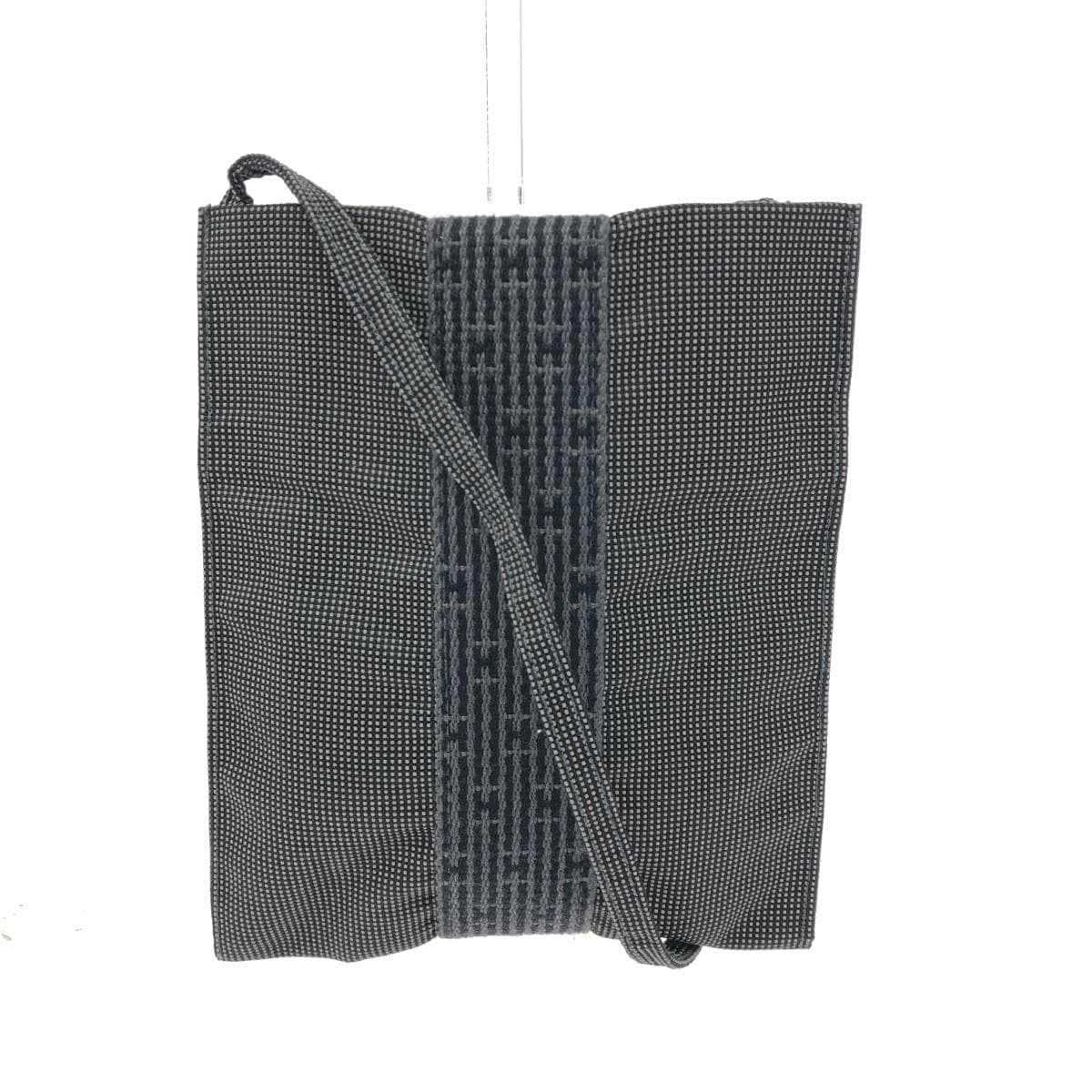 HERMES Hermes Eel Line Pochette Good Condition Canvas/Gray Unisex