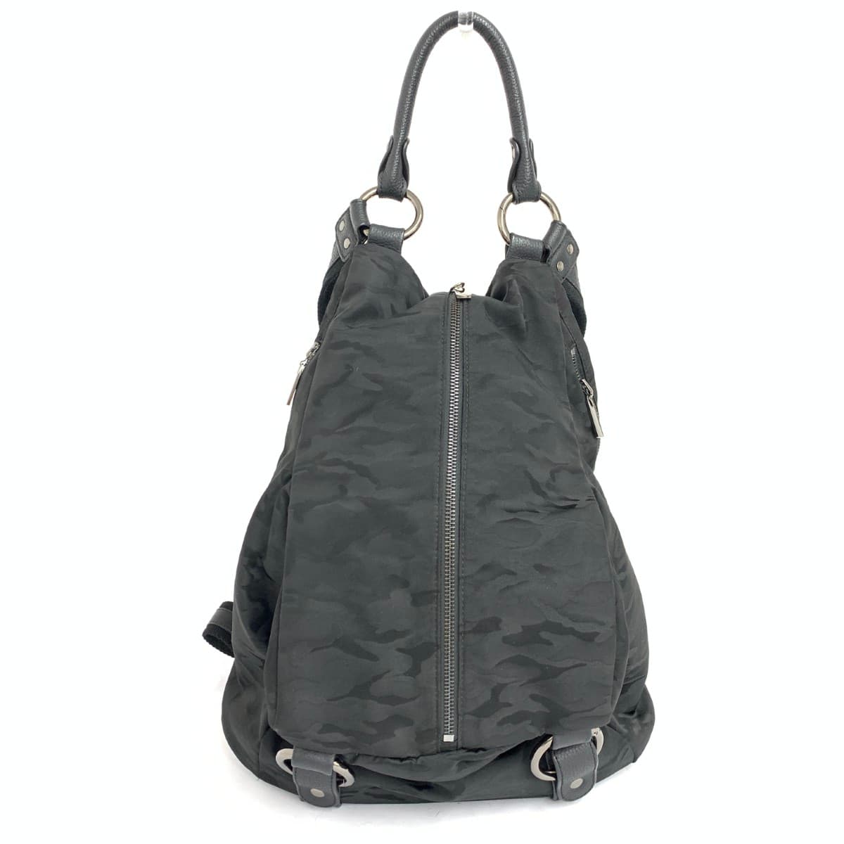 Papillonner Multiway Backpack Knit Stamp Camouflage Nylon Black Ladies