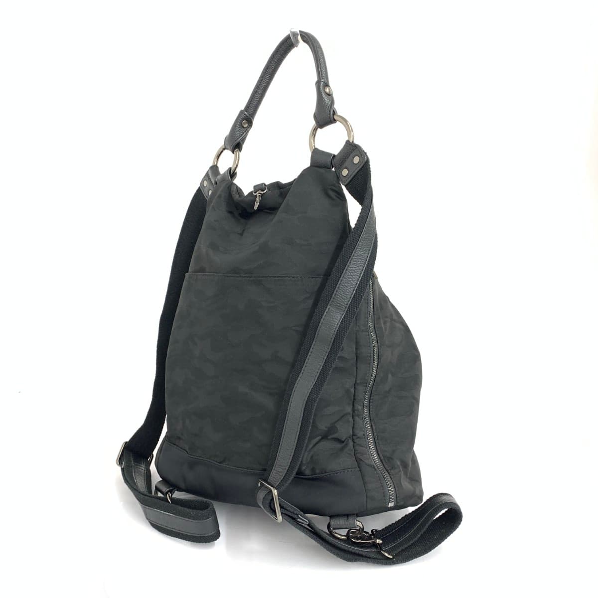 Papillonner Multiway Backpack Knit Stamp Camouflage Nylon Black Ladies 3