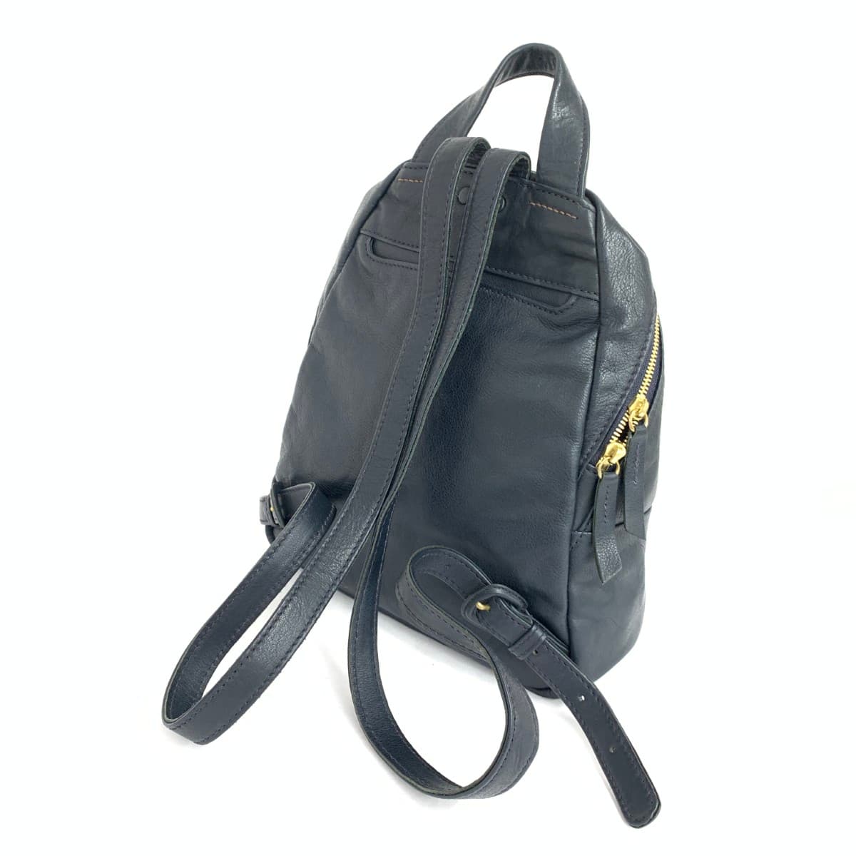 Genten backpack in good condition, logo embossed, goat leather, navy, for women 3