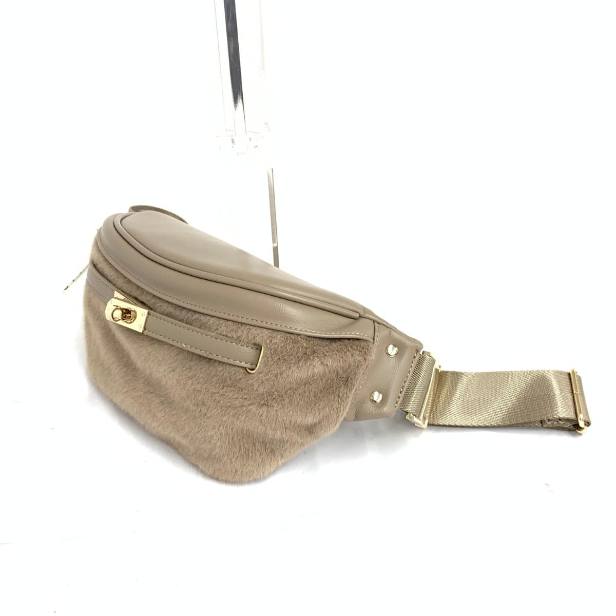 LOUNIE Body Bag, Unused Item, PVC × Fake Fur, Beige, Women's 3