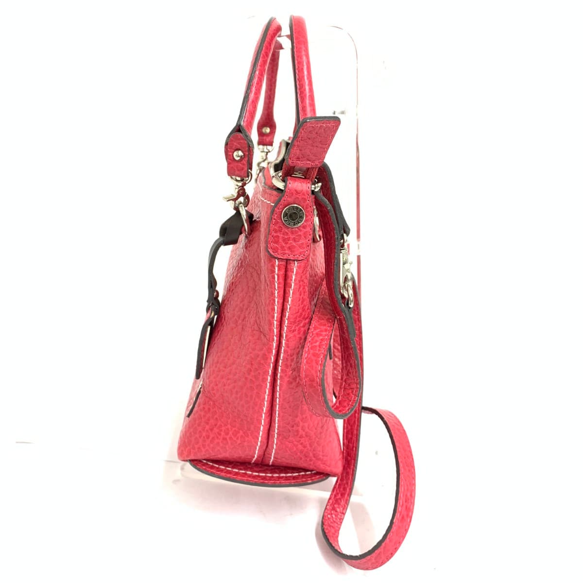 PELLE BORSA 2WAY Shoulder Bag Good Condition Leather Pink Women's 2