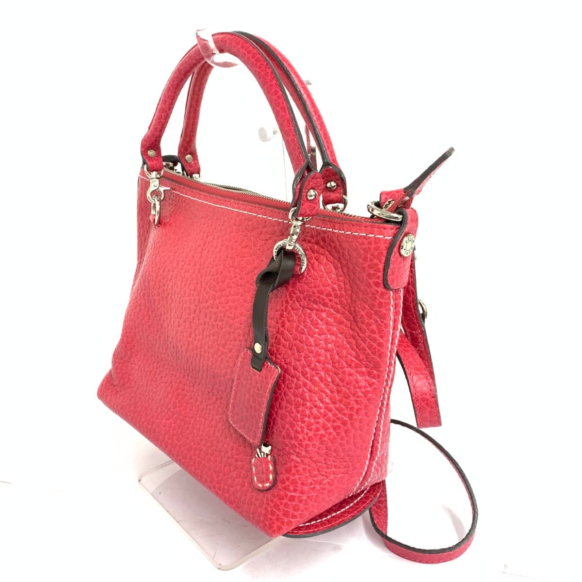 PELLE BORSA 2WAY Shoulder Bag Good Condition Leather Pink Women's 3