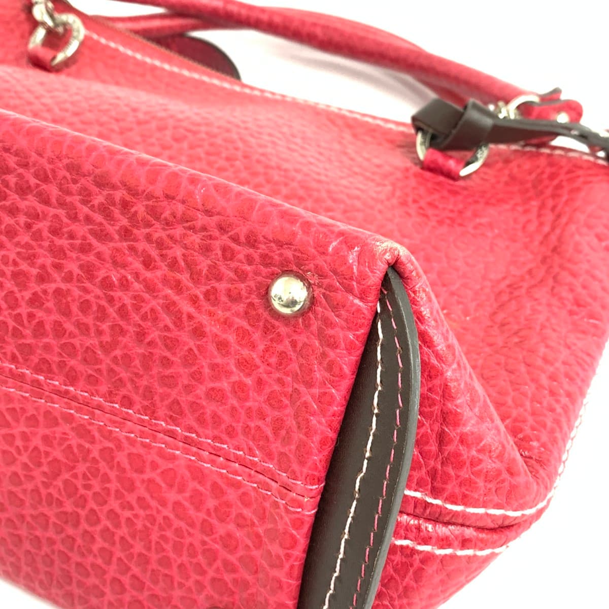 PELLE BORSA 2WAY Shoulder Bag Good Condition Leather Pink Women's 6