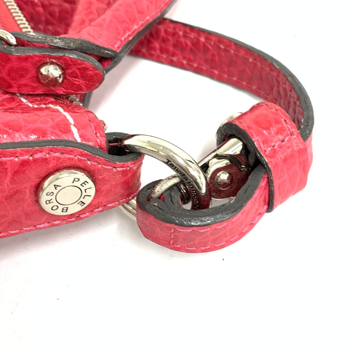 PELLE BORSA 2WAY Shoulder Bag Good Condition Leather Pink Women's 7