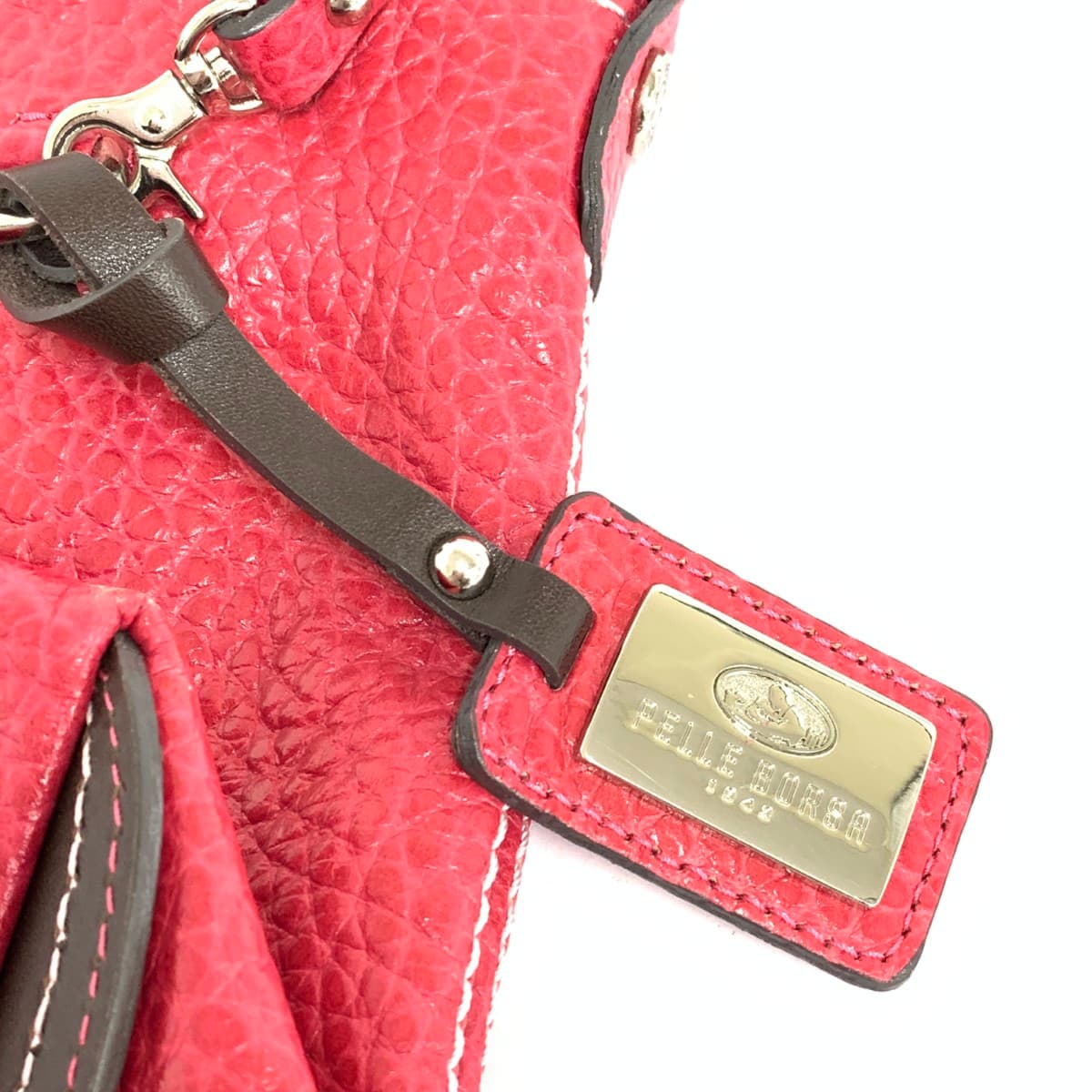 PELLE BORSA 2WAY Shoulder Bag Good Condition Leather Pink Women's 8