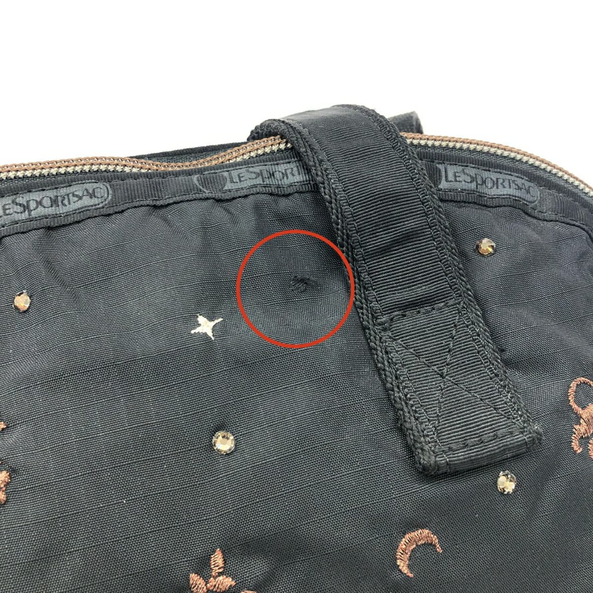 LeSportsac Tote Bag in Good Condition, Constellation Pattern Embroidery/Swarovski/Nylon, Black, Women's 9