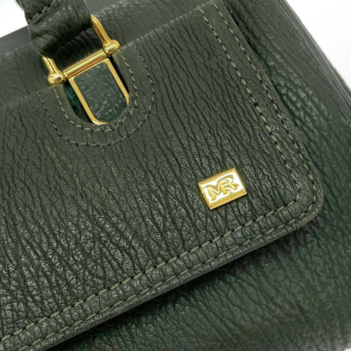 MARIONA Gama-guchi handbag Sharkskin / Dark Green for ladies 5