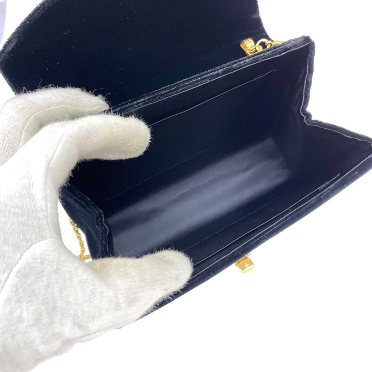 Velour bag 2WAY handbag party bag stone/chain/velour black ladies 4