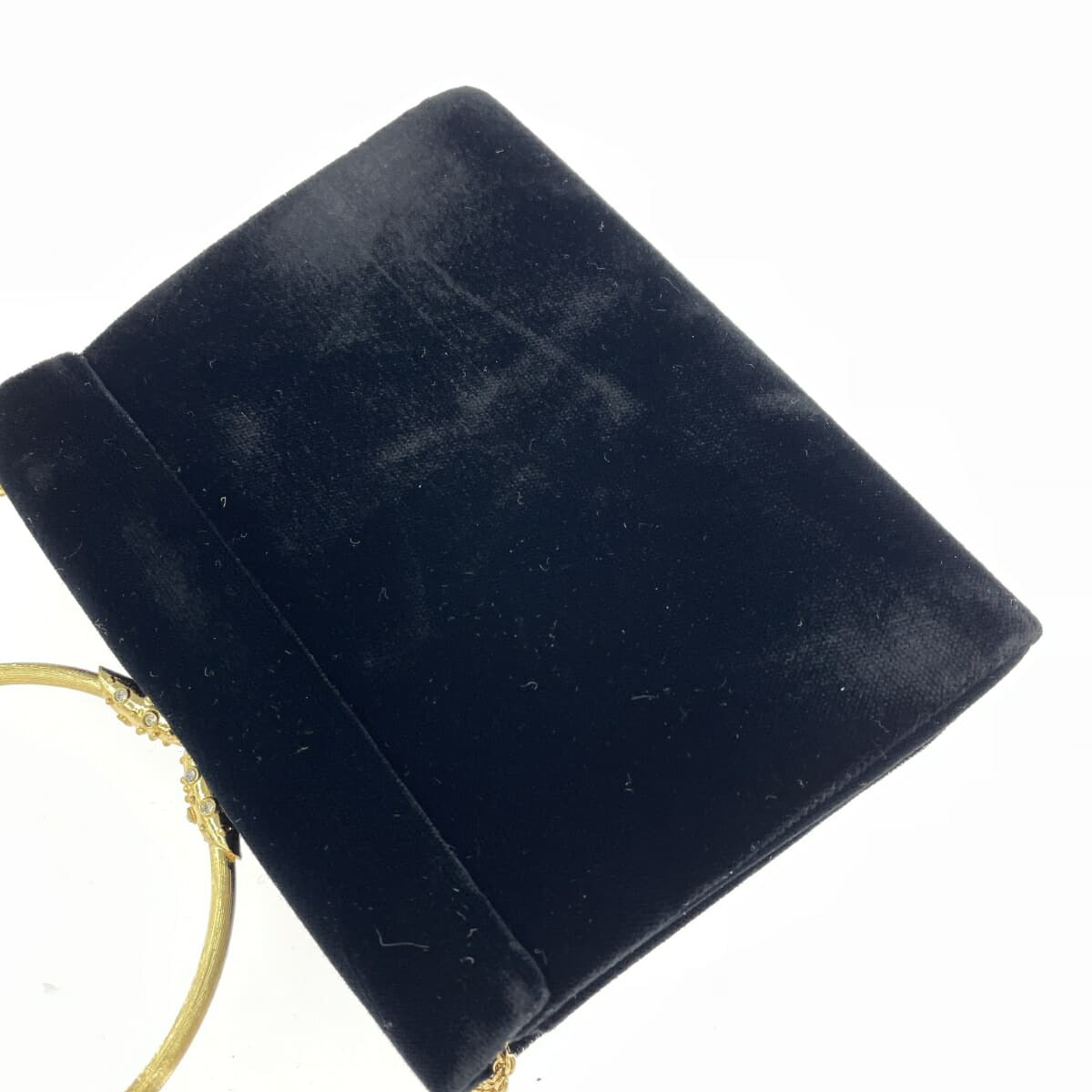 Velour bag 2WAY handbag party bag stone/chain/velour black ladies 8