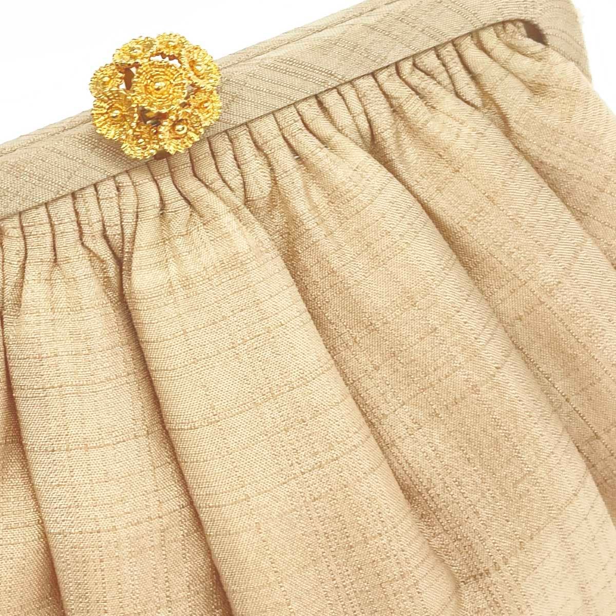 Clasp bag, frame bag, handbag, flower hardware/satin, gold color, ladies 5