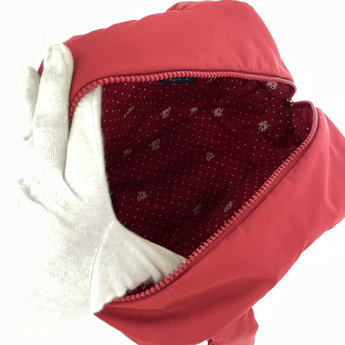 agnes b. Agnes B. Tote Bag Logo/Nylon Padding Red Women's 4