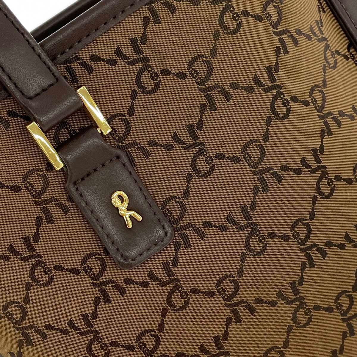 ROBERTA DI CAMERINO Mini Tote Bag Total Logo/Nylon Brown Ladies 5