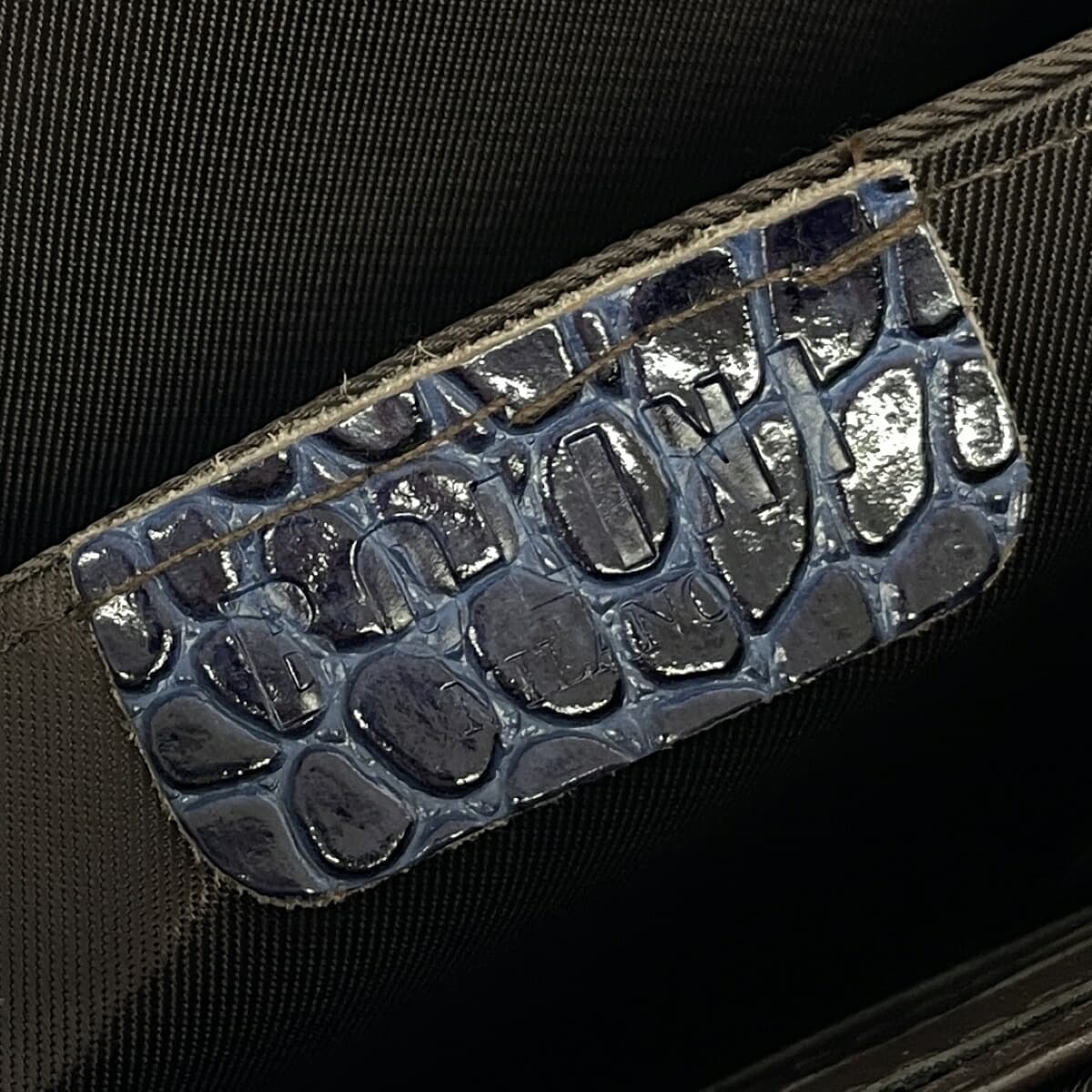 BOLINI Shoulder Bag Good Condition Embossed Leather Blue Unisex 6