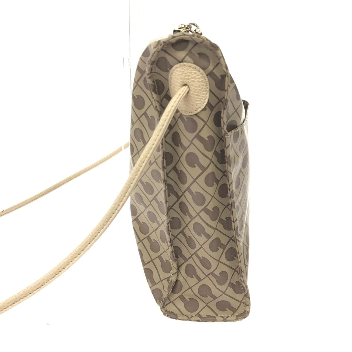 GHERARDINI Mini Shoulder Bag Good Condition Softy/Nylon Beige Ladies 2