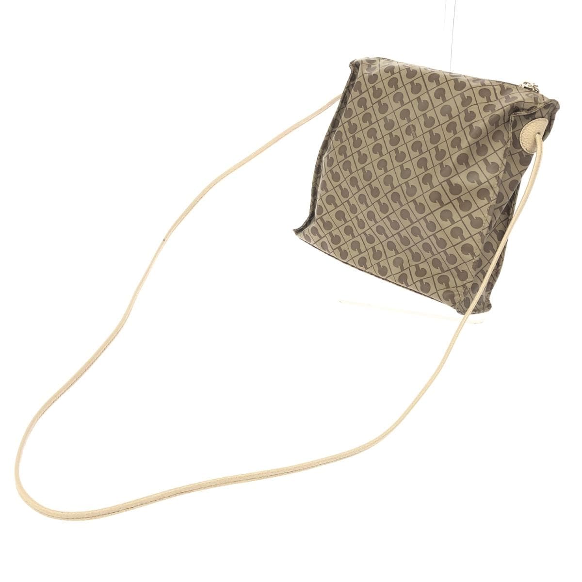 GHERARDINI Mini Shoulder Bag Good Condition Softy/Nylon Beige Ladies 3