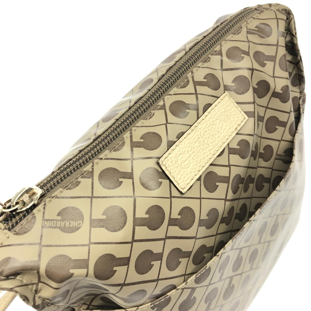 GHERARDINI Mini Shoulder Bag Good Condition Softy/Nylon Beige Ladies 6